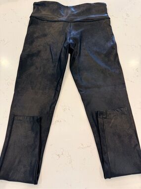 SPANX Black Leggings with Red Logo Tag